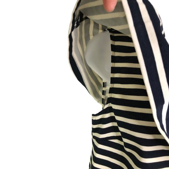 J.Crew One Shoulder Asymetric Top Wmns Size XS Navy Blue Stripe Ruffle Classic - Picture 3 of 9